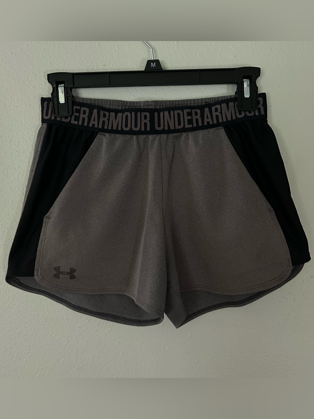 Women's Under Armour Dark Gray and Black Athletic Shorts